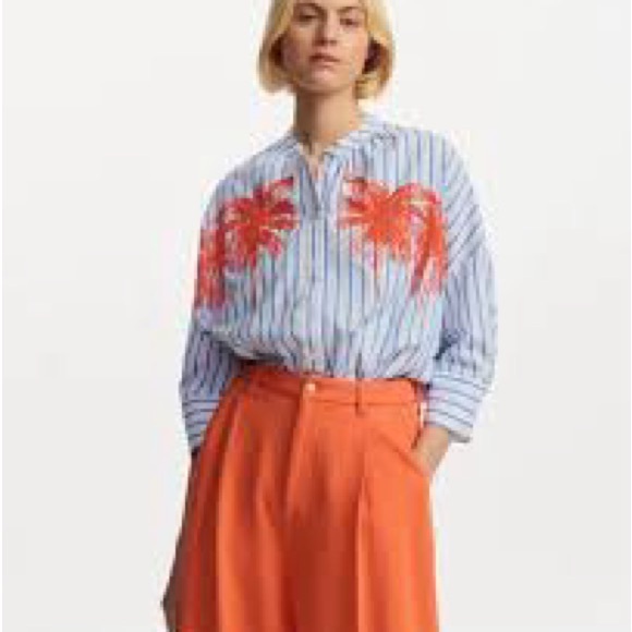 Robert Graham Striped Button-Down Shirt with Red Palm Embroidery - Picture 8 of 10